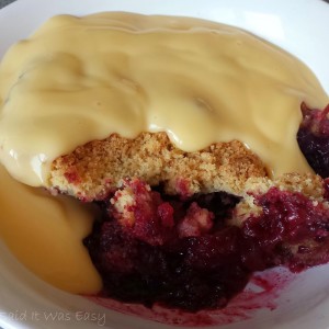 Apple And Blackberry Crumble With Custard