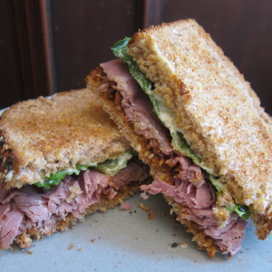 Roast Beef Sandwich, Cupcake, Fruit Salad